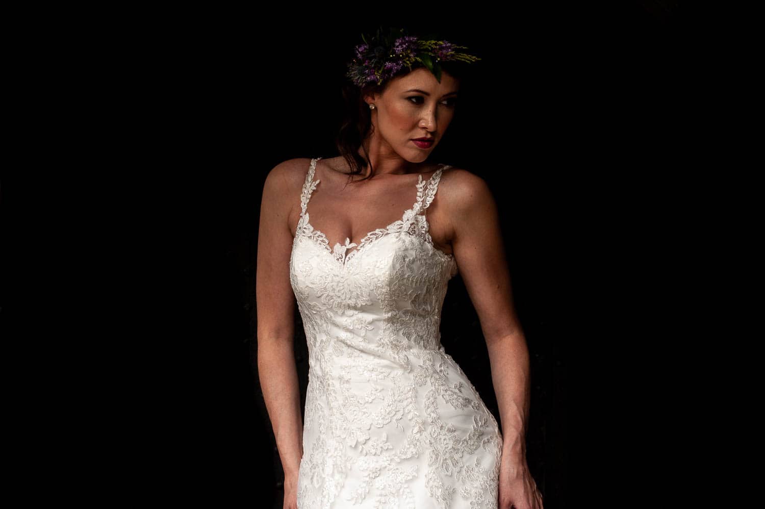 stunning bride in dark setting
